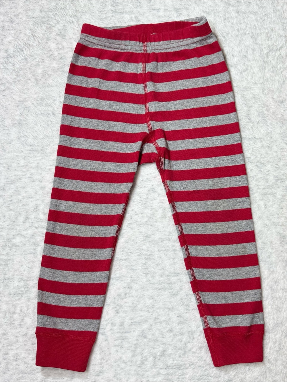 Hanna Andersson Bold Stripe Long John Pajama Pants 3T Heather Gray Red Cotton